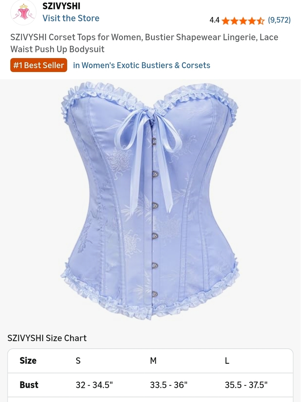 Sky BLUE Lace-Trim Corset Bustier